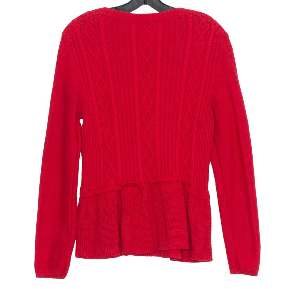 Talbots Sweater Cable Knit Minimalist Classic Cozy Preppy Holiday Red Size Small - Picture 2 of 5
